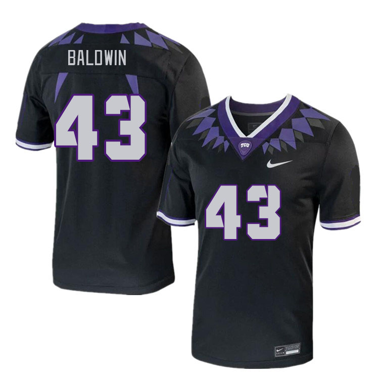 Men #43 Blake Baldwin TCU Horned Frogs 2023 College Footbal Jerseys Stitched-Black - Click Image to Close